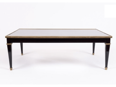 1950/70 Coffee Table Wood Lacquered Black Maison Jansen 120 x 80 cm