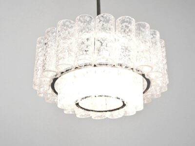 1970 'Venini Doria Chandelier With 2 Levels And Glass Elements