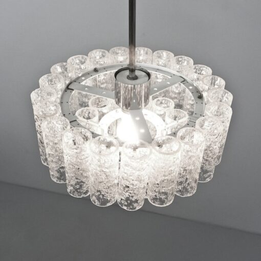 1970 'Venini Doria Chandelier With 2 Levels And Glass Elements - Image 9