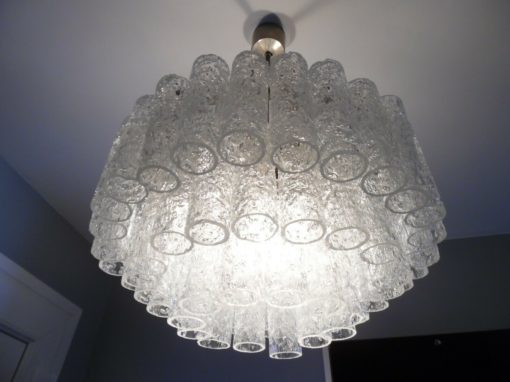 1970' Lustre Doria 3 Niveaux 60 Cristaux En Verre Soufflé Design Venini Murano – Image 10