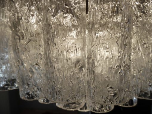 1970' Lustre Doria 3 Niveaux 60 Cristaux En Verre Soufflé Design Venini Murano – Image 7