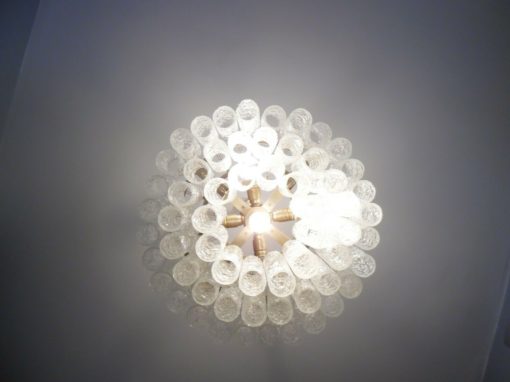 1970' Lustre Doria 3 Niveaux 60 Cristaux En Verre Soufflé Design Venini Murano – Image 5