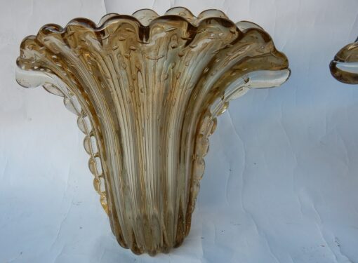 1970 ‘Pair of Vases Murano Crystal Smoked and Gold Signed Toso H 33 cm - Image 10