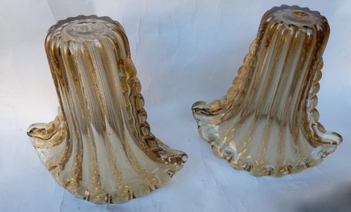 1970 ‘Pair of Vases Murano Crystal Smoked and Gold Signed Toso H 33 cm - Image 4