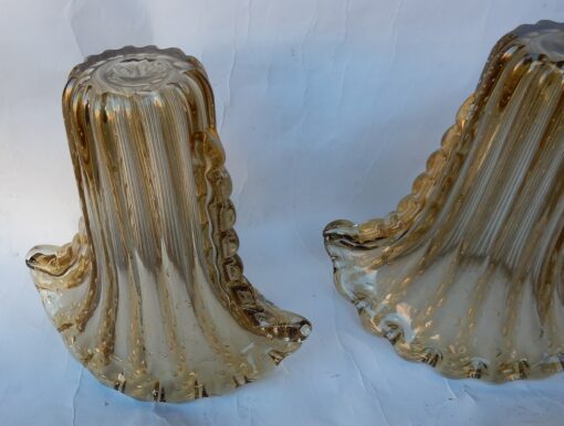 1970 ‘Pair of Vases Murano Crystal Smoked and Gold Signed Toso H 33 cm - Image 3