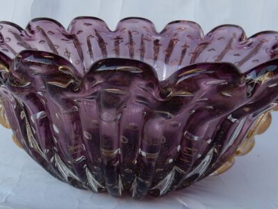 1970 ‘Cup Murano Crystal Purple and Gold Signed Toso H 14 cm