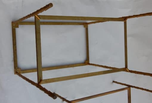 1970' Paire de Bouts de Canapés en Bronze Doré Montants Décor Palmier Maison Charles 60 X 35 cm – Image 9