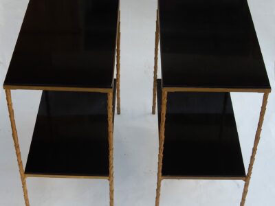 1950/70' Pair of Ends of Sofa Maison Charles, Top In Mirror 60 X 35 cm