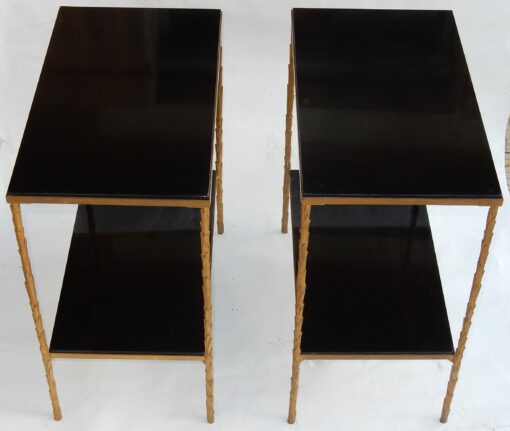1970' Paire de Bouts de Canapés en Bronze Doré Montants Décor Palmier Maison Charles 60 X 35 cm – Image 7