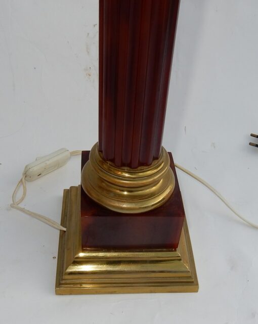 1950/70 Pair Of Maison Jansen Lamps, Brass and Bakelite, Amber Color - Image 6