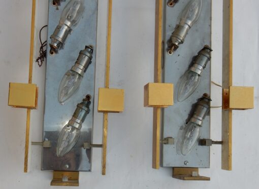 1963 'Series Of  4 of Dallux Sconces Attributed to Serge Mouille Brass And Glass St Gobain - Image 5