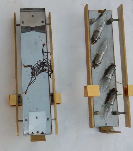 1963 'Series Of  4 of Dallux Sconces Attributed to Serge Mouille Brass And Glass St Gobain - Image 4