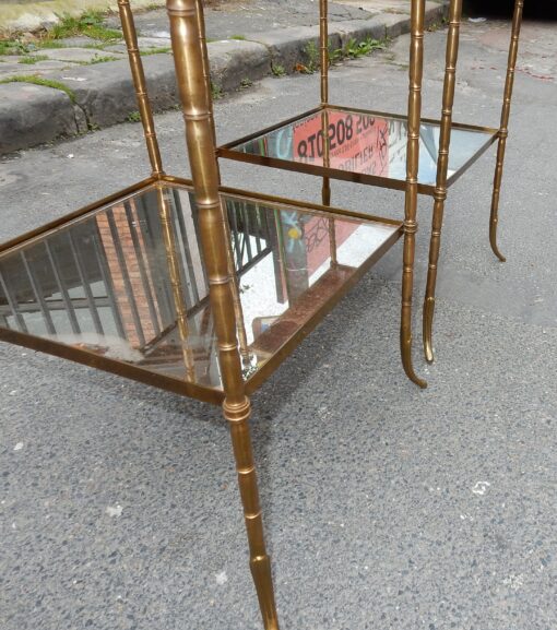 1950/70 'Pair of Bronze End Of Sofa , Bamboo Decor, In The Style Of Maison Baguès 38 X 38 cm - Image 4