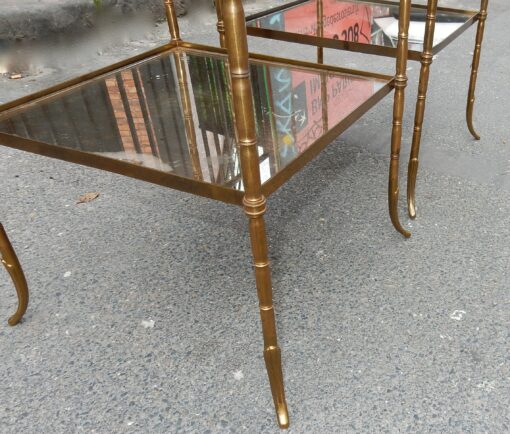 1950/70 'Pair of Bronze End Of Sofa , Bamboo Decor, In The Style Of Maison Baguès 38 X 38 cm - Image 3