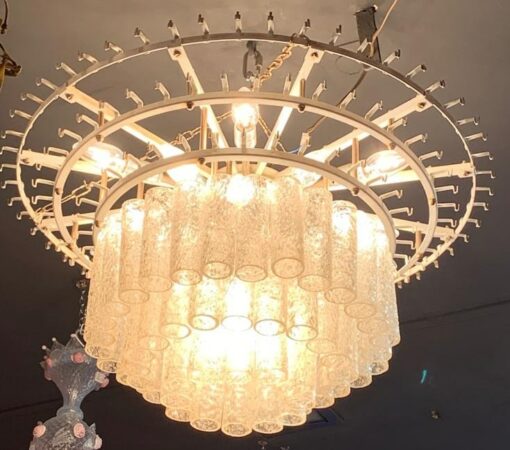 1960/70 'Pair of Venini Murano Doria Chandeliers Diameter 74 cm 6 Levels 194 Crystals - Image 7
