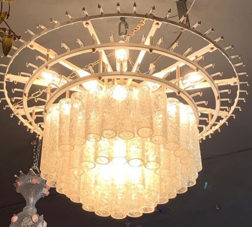 1960/70 'Pair of Venini Murano Doria Chandeliers Diameter 74 cm 6 Levels 194 Crystals - Image 6