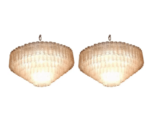 1960/70 'Pair of Venini Murano Doria Chandeliers Diameter 74 cm 6 Levels 194 Crystals