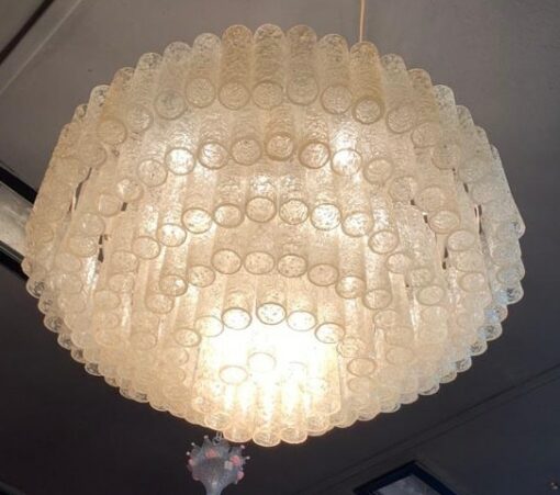 1960/70 'Pair of Venini Murano Doria Chandeliers Diameter 74 cm 6 Levels 194 Crystals - Image 4