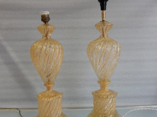 1950/70 Pair of Barovier y Toso Lamps With Gold Paillons - Image 7