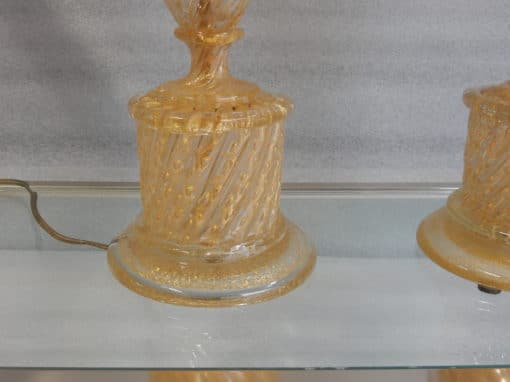 1950/70 Pair of Barovier y Toso Lamps With Gold Paillons - Image 6
