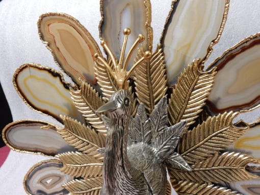 1970 'Peacock In Gilt Bronze Making The Wheel Adorned With 9 Agates DLG Duval Brasseur Or Isabelle Faure - Image 13