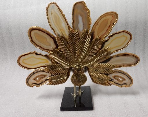 1970 'Peacock In Gilt Bronze Making The Wheel Adorned With 9 Agates DLG Duval Brasseur Or Isabelle Faure - Image 7