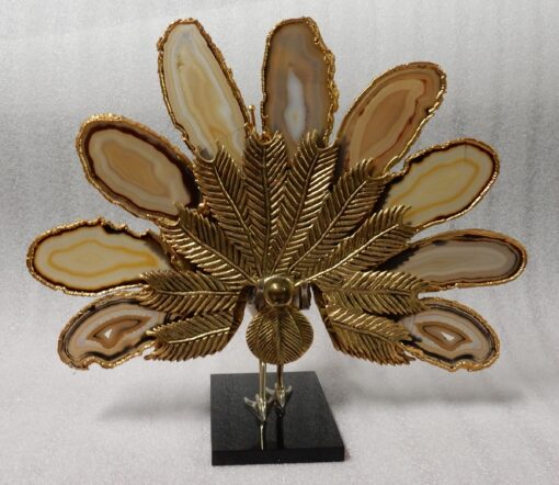 1970 'Peacock In Gilt Bronze Making The Wheel Adorned With 9 Agates DLG Duval Brasseur Or Isabelle Faure - Image 5