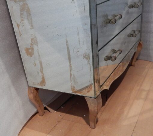 1940/50 ‘Vintage Art Deco Chest of Drawers Mirror 3 Drawers 6 Glass Handles 89 x 38 cm - Image 5