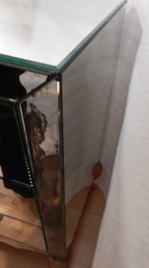 1940/50 ‘Vintage Art Deco Chest of Drawers Mirror 3 Drawers 6 Glass Handles 89 x 38 cm - Image 3