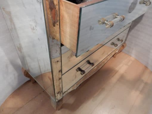 1940/50 ‘Vintage Art Deco Chest of Drawers Mirror 3 Drawers 6 Glass Handles 89 x 38 cm - Image 2