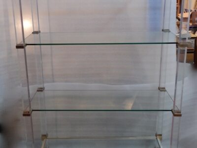 1970' Bookcase Pierre Vandel Altuglass And Gilted Aluminium