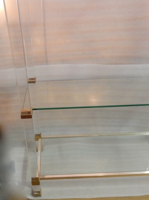 1970' Bookcase Pierre Vandel Altuglass And Gilted Aluminium - Image 3