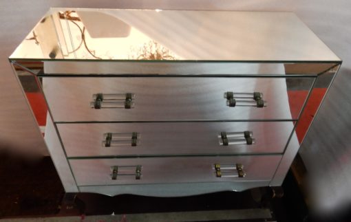 1940/50' Commode Art Déco Miroir 3 Tiroirs 6 Poignées Verre – Image 11