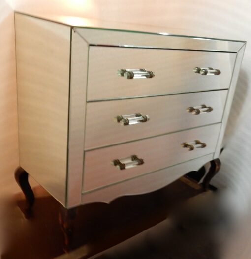 1940/50' Commode Art Déco Miroir 3 Tiroirs 6 Poignées Verre – Image 7