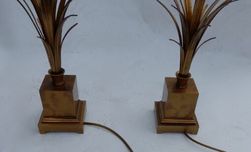 1950/70 Pair of Reed Lamps in Brass and Gilt Bronze Signed Charles - Image 10
