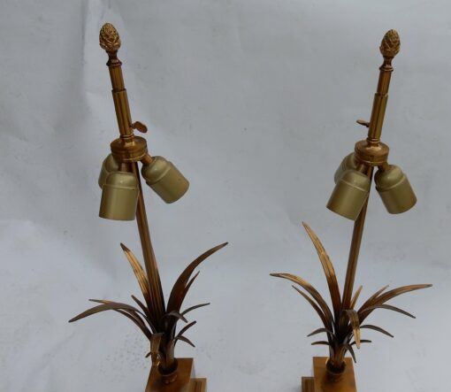 1950/70 Pair of Reed Lamps in Brass and Gilt Bronze Signed Charles - Image 8