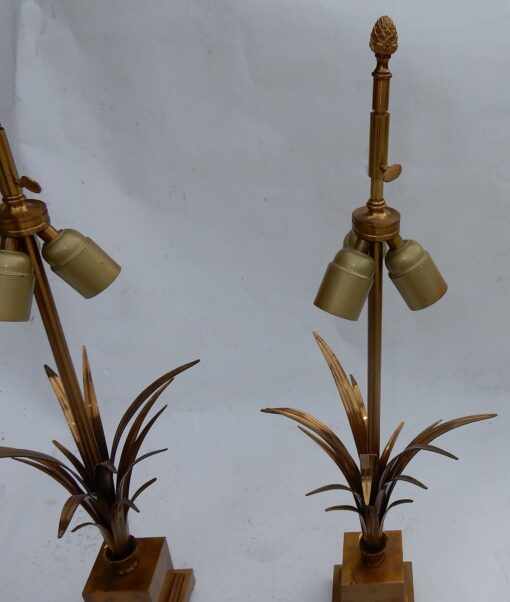 1950/70 Pair of Reed Lamps in Brass and Gilt Bronze Signed Charles - Image 7
