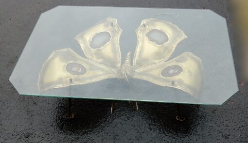 1970 'Coffee Table Butterfly Illuminating DLG  Duval Brasseur or Isabelle Faure For Honoré de Paris 125 X 80 - Image 5