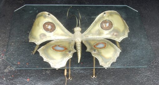 1970 'Coffee Table Butterfly Illuminating DLG  Duval Brasseur or Isabelle Faure For Honoré de Paris 125 X 80