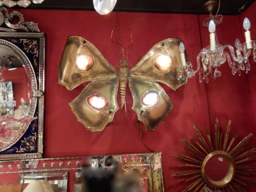 1970 'Coffee Table Butterfly Illuminating DLG  Duval Brasseur or Isabelle Faure For Honoré de Paris 125 X 80 - Image 10