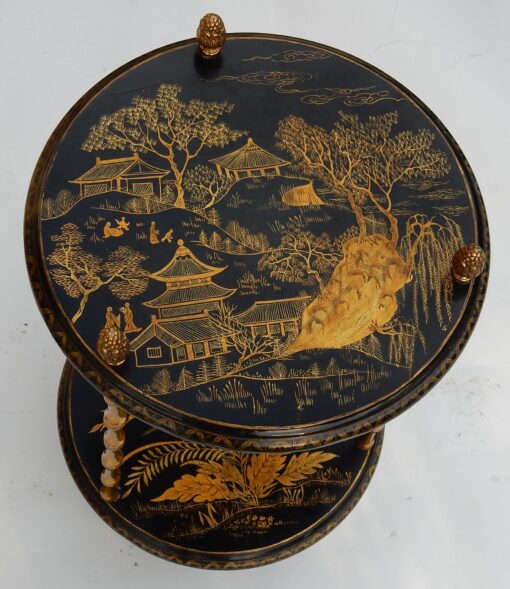 1970′ Pedestal Maison Baguès Decor Bamboo in Gilt Bronze With Chinese Lacquer Trays - Image 11