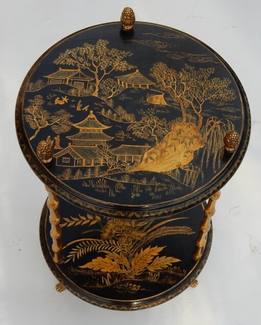 1970′ Pedestal Maison Baguès Decor Bamboo in Gilt Bronze With Chinese Lacquer Trays