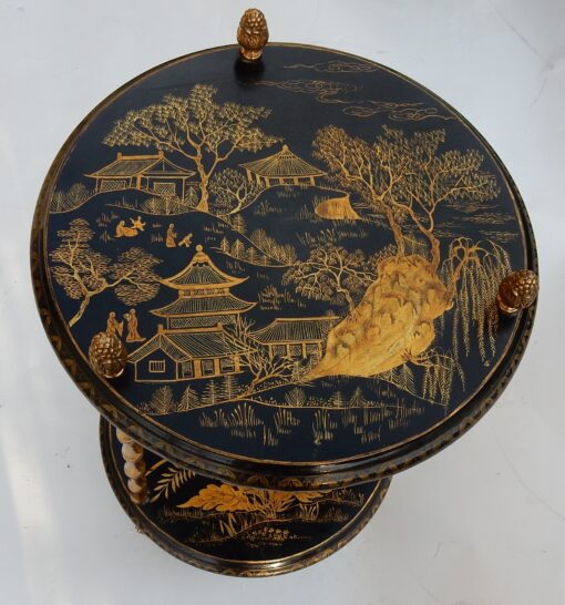 1970′ Pedestal Maison Baguès Decor Bamboo in Gilt Bronze With Chinese Lacquer Trays - Image 5