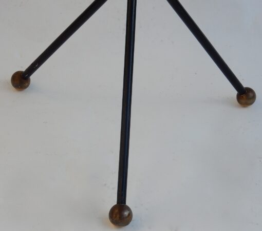 1960/70 ′ Wrought Iron Pedestal Table Brass Ornaments Jacques Adnet Style Diameter 49 cm - Image 8