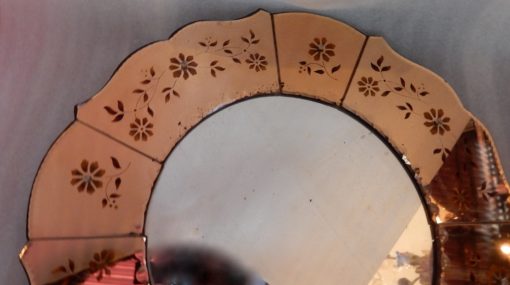 1970 'Coppered Mirror With Decor Decor Flowers Eglomised - Image 7