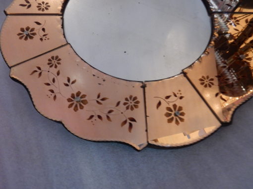 1970 'Coppered Mirror With Decor Decor Flowers Eglomised - Image 5
