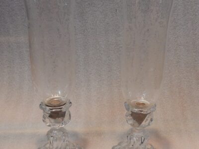 1950/70 Pair of Crystal Candlesticks Baccarat Torso Model Signed