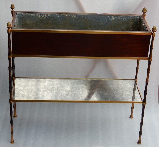 1950/70 Jardiniére Maison Baguès Gilt Bronze Bamboo, Mahogany And Zinc Tray - Image 15