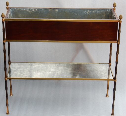 1950/70 Jardiniére Maison Baguès Gilt Bronze Bamboo, Mahogany And Zinc Tray
