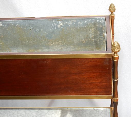 1950/70 Jardiniére Maison Baguès Gilt Bronze Bamboo, Mahogany And Zinc Tray - Image 11